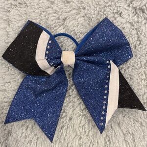Sparkly Blue and Black Cheer Hair Bow